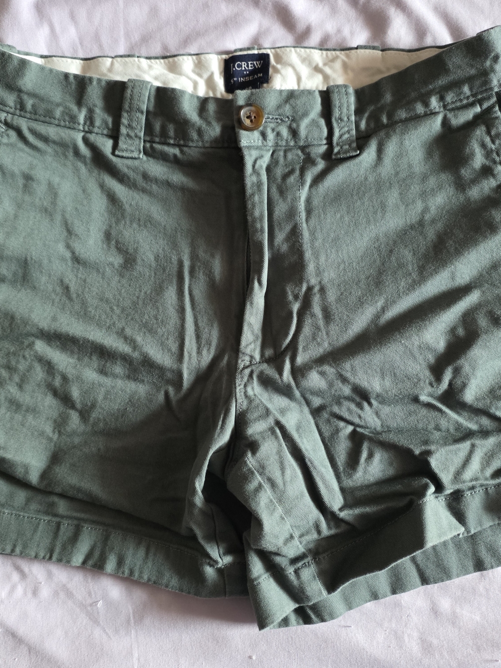 J. Crew Men’s Flat Front Shorts in Olive
